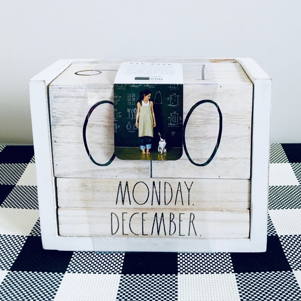 New RAE DUNN wood block calendar